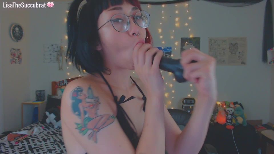 online adult video 39 LisaTheSuccubrat – Dildo Suck in Glasses | dildo sucking | femdom porn porn masked blowjob