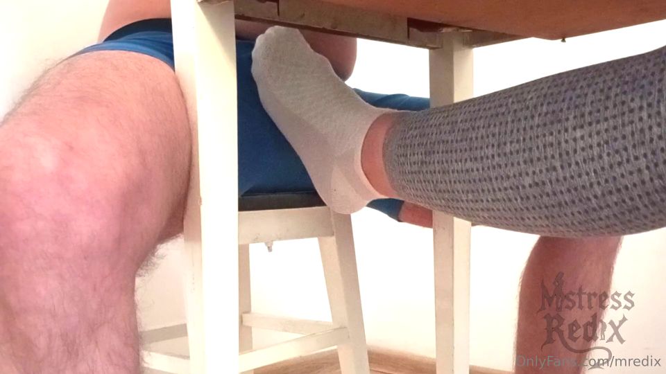 [K2S.CLUB] Mistress Redix - Sockjob and Ruined Orgasm Under Table - FullHD 1920P