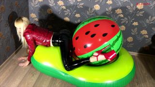 Alla Hotly Fucks Big Beach Ball Watermelon Riding And Blows It Off At The End.