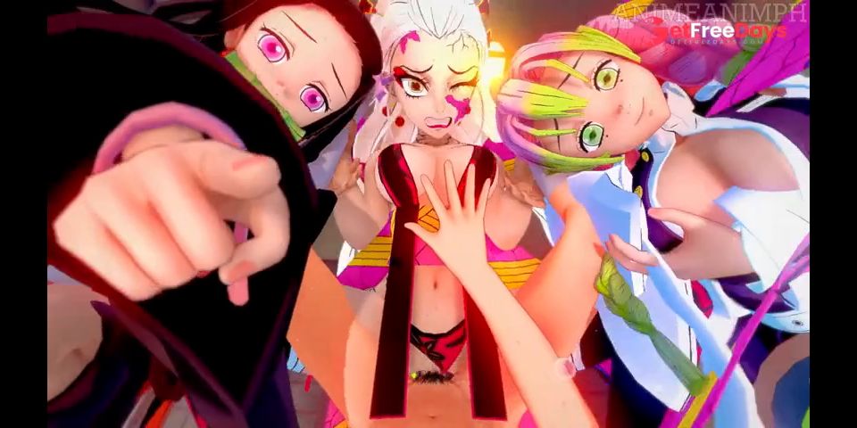 Demon Slayer Sex Party - Nezuko Kamado, Mitsuri Kanjori and Daki for the Perfect Harem - Anime Hentai