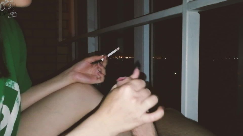 She really likes to smoke and play with my dick - Smoking