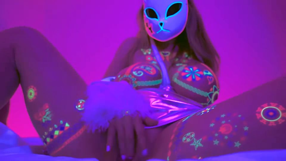 Lily Koti Neon Glow Massive Tits Masked Masturbation