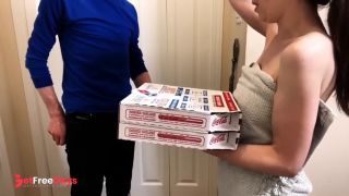 I fucked the pizza delivery guy with no condom he gave me his cum and my husband got 2 watch