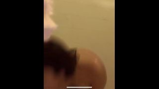 busty brunette girl with hairy pussy taking a shower. hidden cam