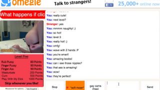 Cute blonde girl strip teasing and fingering pussy on webcam