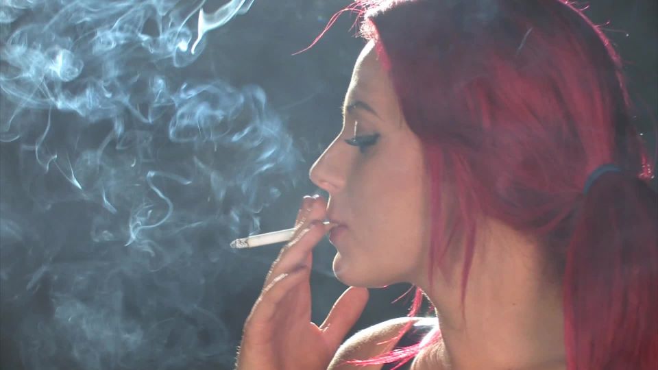 Sarah Smoking Corks In Purple Latex Dress.