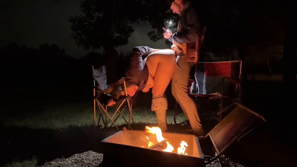 Using My Pussy In A Public Park! Rough Sex Next The Fire In The Open