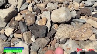 sex and blowjob in public on the beach from a blonde and a brunette