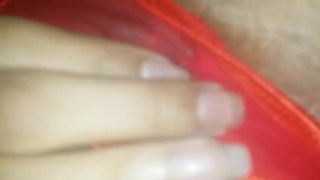 Horny girl playing with her very wet pussy through panty on cam
