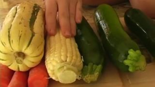 video 24 Cucumber and carrots, corn and pumpkin – teen girl masturbate wildly | teen | amateur porn paw fetish