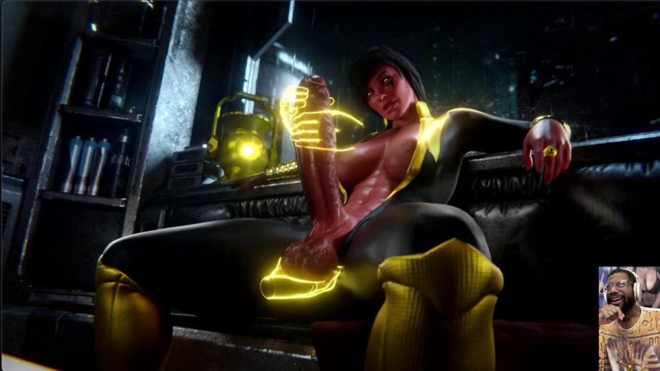 L6RD7BLU3 - Large Cock Ass Ashe Sucks Her Own Futa Cock, Yellow Lantern Jerks Off Her Large Futa Cock