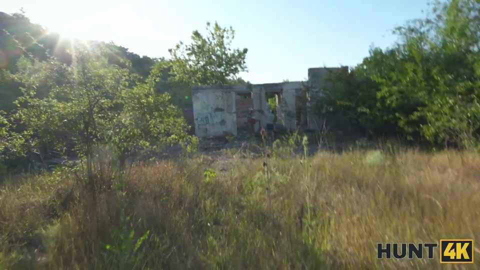 hotssian brunette unleashed herself and fucked in public ruins....