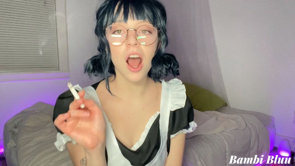 Bambi Bluu - Maid in Glasses Smoking Solo POV - Solo