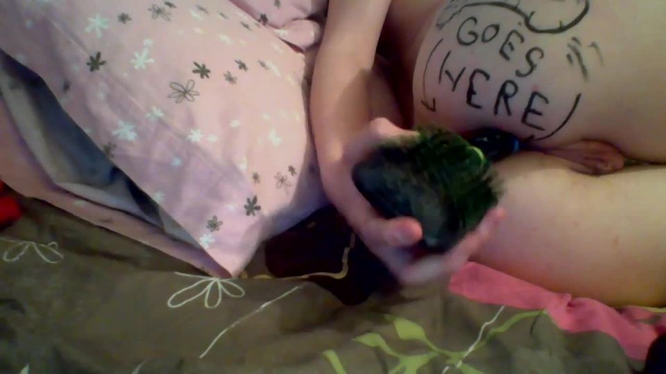 Horny amateur teen masturbating ass with hairbrush on webcam