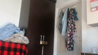 HairyMaid - Sexy wife has fun testing clothes and cutting them off. Brunette dances naked around the house.