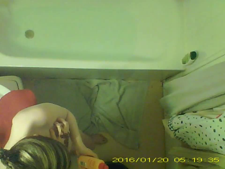 Blonde girl masturbating in the bathroom. spy cam