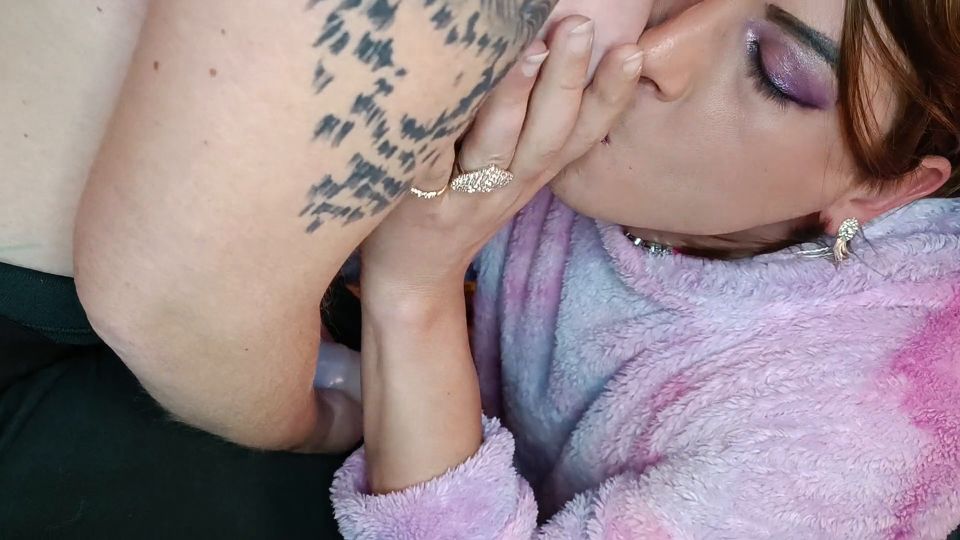 Hot Femboy Sucking Off A Huge Horse Size Dildo. Gets Own Sperm In Her H.