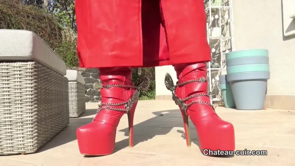 online adult video 41 Chateau-Cuir - Red leather coat JOI - female - pov throat fetish