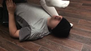 KRISTINA KOT - Femdome Slave Kiss Feet in White Kneesock...