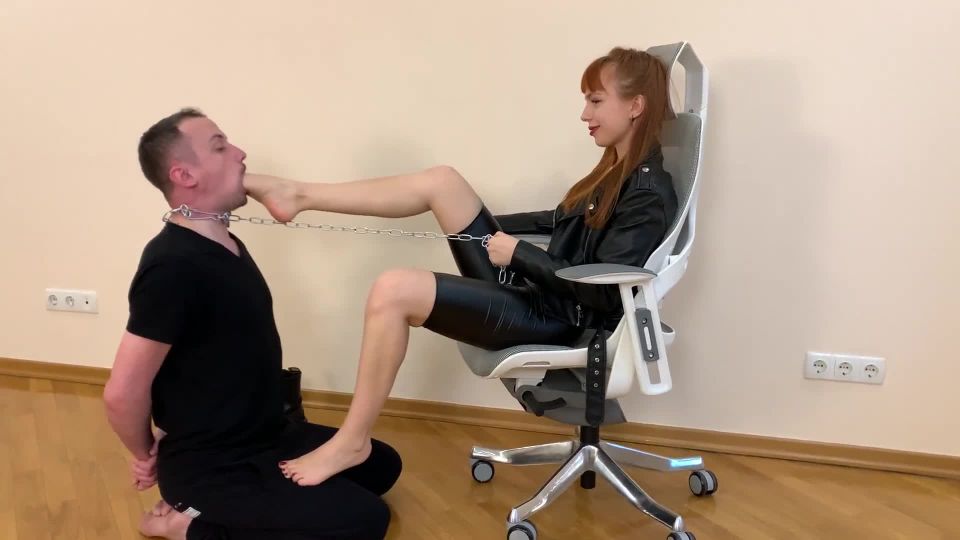 Petite Princess FemDom Foot Gagging Roughly Dominates a Chained Slave (Femdom porn)