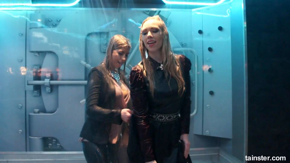 Cute wet girls dancing in mini skirts - Group