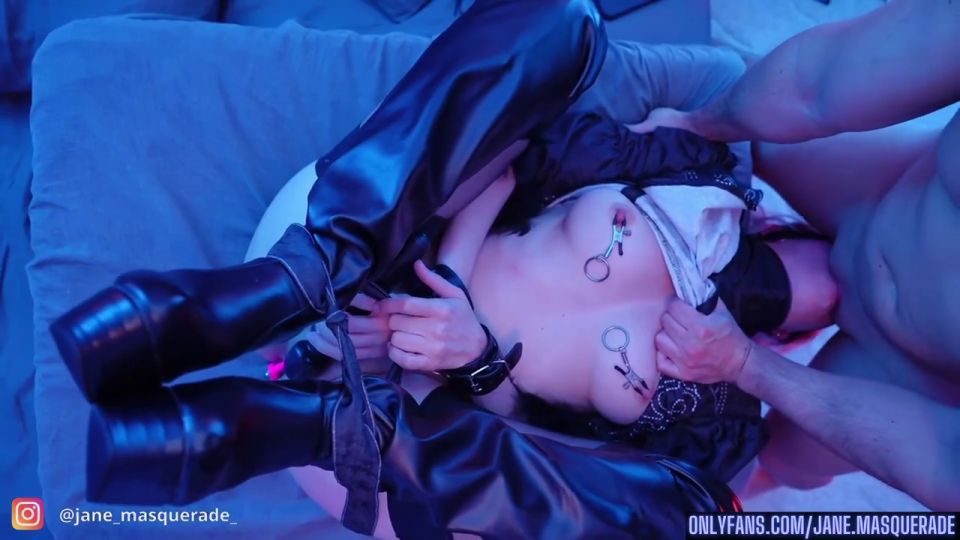 Jane Masquerade,Jane Masqueradeporn - 2B Nier: Automata - Cosplay - Upside down facefuck, deepthroat, ring gag and nipple clamps