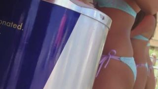 Sexy beach bar waitresses Nudism!