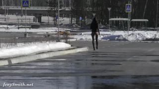 walking in seamless pantyhose and boots 2