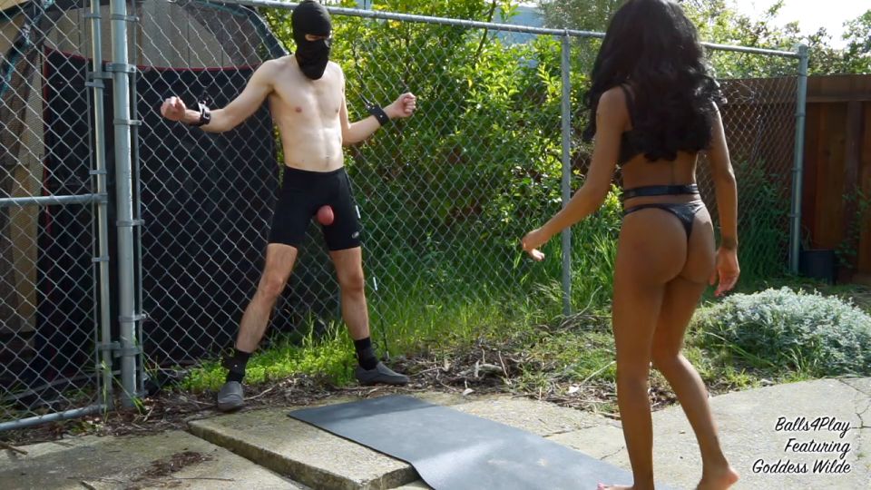 Chained Backyard Slave Balls4play Goddess Wilde (Femdom porn)