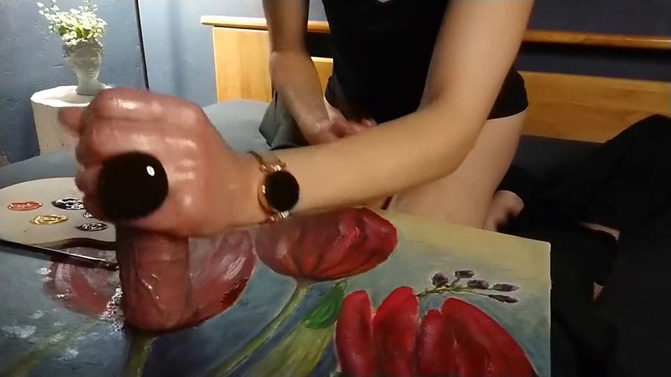Coruja Preta - Hot Handjob Cumshot To Make Art With Cock Milking - Handjob