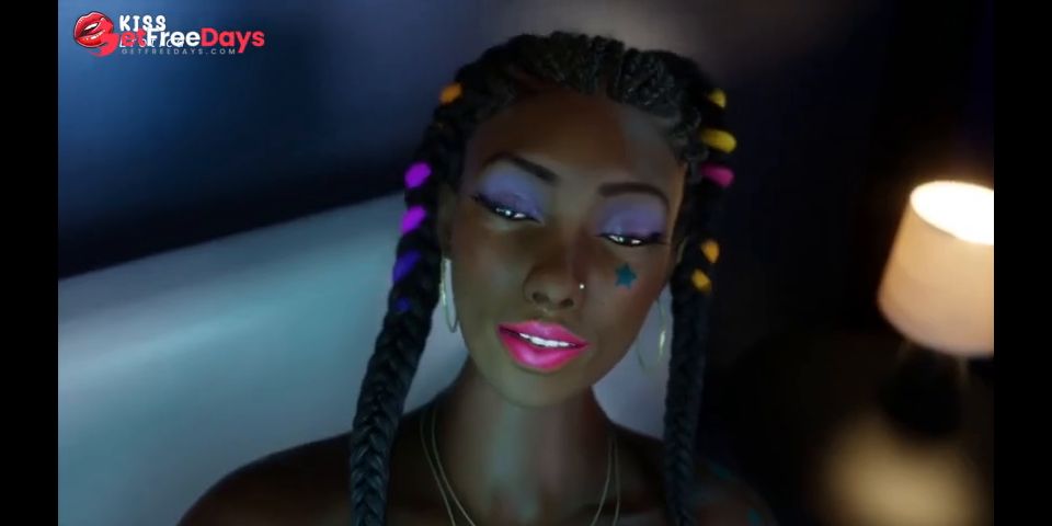 Diosa del ébano tatuada Kalila brilla en éxtasis con un fantástico brillo anal Dildo antes de la superficie explosiva