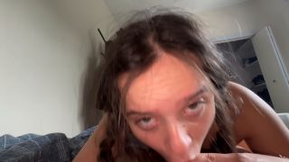 Hot sexy pigtailed girlfriend sucking dick and swallows cums - Blowjobs